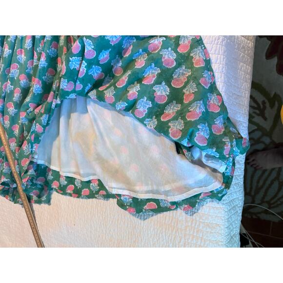 Ella Gray CottageCore Dress Pink Floral on Emarald Green 3/4 Balloon Sleeve XXL - Picture 9 of 11